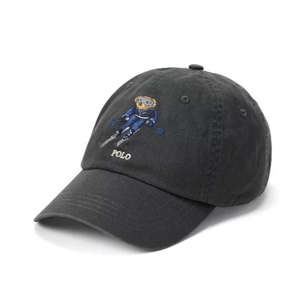 NWT Polo Ralph Lauren Ski Bear Deep Gray Twill Strapback Hat Cap Skiing